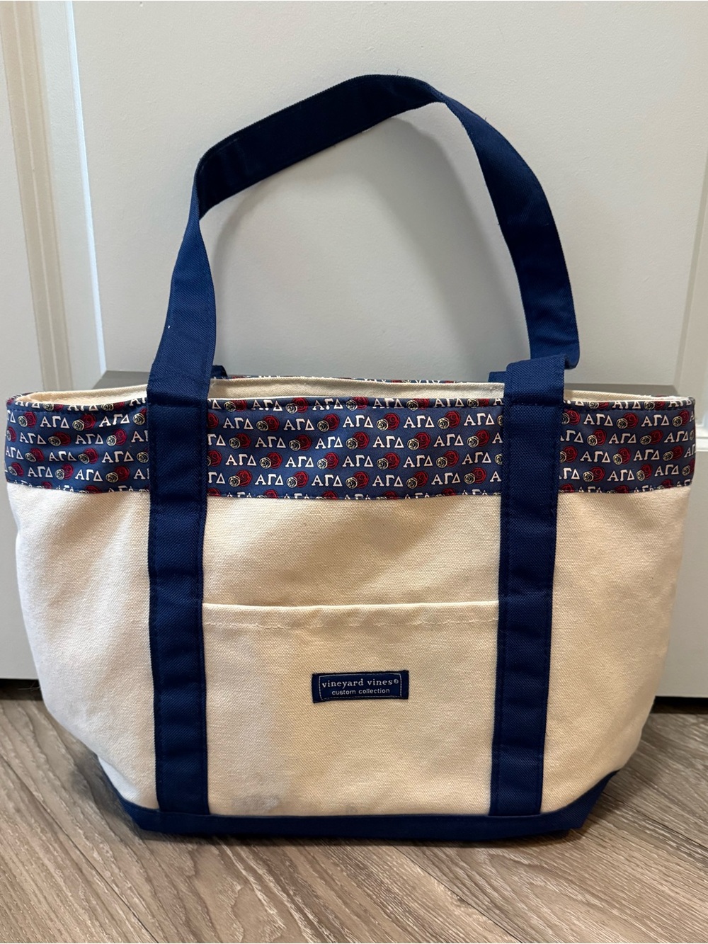 Alpha Gamma Delta AGD Sorority Vineyard Vines Vintage Custom Canvas Tote Bag